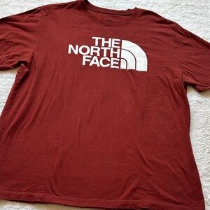 The North Face Men's Short-Sleeve Logo Tee — Deep Red with White Logo